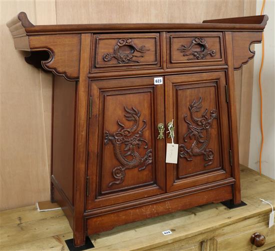 A Chinese hardwood altar cabinet, W.92cm